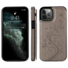 iPhone 16 Pro hoesje - Backcover - Pasjeshouder - Portemonnee - Bloemenprint - Kunstleer - Grijs