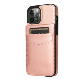 JVS Products iPhone 16 Pro hoesje - Backcover - Pasjeshouder - Portemonnee - Kunstleer - Rose Goud