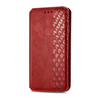 JVS Products iPhone 16 hoesje - Bookcase - Pasjeshouder - Portemonnee - Diamantpatroon - Kunstleer - Rood