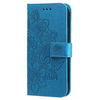 iPhone 16 Plus hoesje - Bookcase - Pasjeshouder - Portemonnee - Bloemenprint - Kunstleer - Blauw