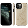 iPhone 16 Pro hoesje - Backcover - Pasjeshouder - Portemonnee - Bloemenprint - Kunstleer - Goud