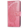 iPhone 16 Plus hoesje - Bookcase - Pasjeshouder - Portemonnee - Vlinderpatroon - Kunstleer - Roze