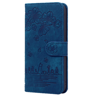 JVS Products iPhone 16 hoesje - Bookcase - Koord - Pasjeshouder - Portemonnee - Camerabescherming - Bloemenpatroon - Kunstleer - Blauw
