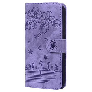 JVS Products iPhone 16 Plus hoesje - Bookcase - Koord - Pasjeshouder - Portemonnee - Camerabescherming - Bloemenpatroon - Kunstleer - Paars