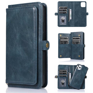 JVS Products iPhone 16 Pro Max hoesje - Bookcase - Afneembaar 2 in 1 - Backcover - Pasjeshouder - Portemonnee - Kunstleer - Blauw