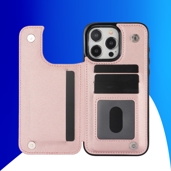 JVS Products iPhone 16 hoesje - Backcover - Pasjeshouder - Kunstleer - Rose Goud