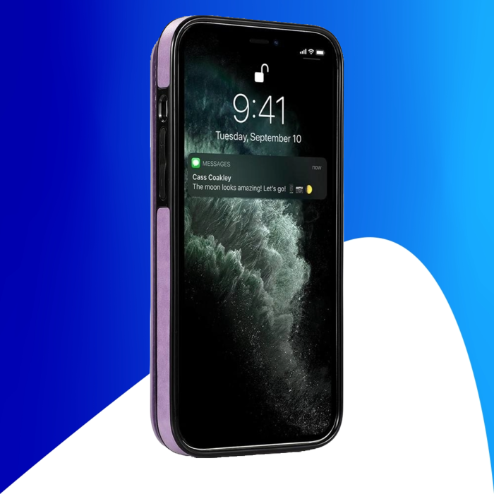 JVS Products iPhone 16 Pro Max hoesje - Backcover - Pasjeshouder - Portemonnee - Bloemenprint - Kunstleer - Paars