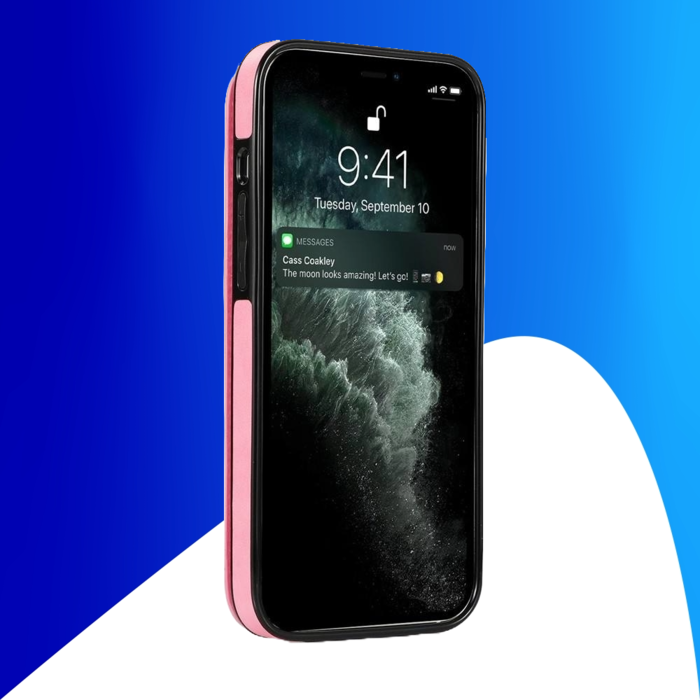 JVS Products iPhone 16 Pro hoesje - Backcover - Pasjeshouder - Portemonnee - Bloemenprint - Kunstleer - Roze