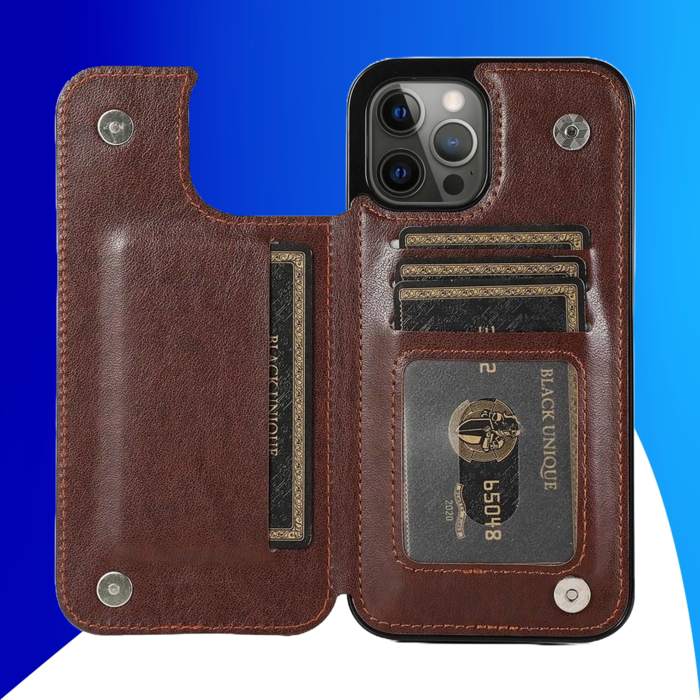 JVS Products iPhone 16 Pro Max hoesje - Backcover - Pasjeshouder - Portemonnee - Bloemenprint - Kunstleer - Bruin