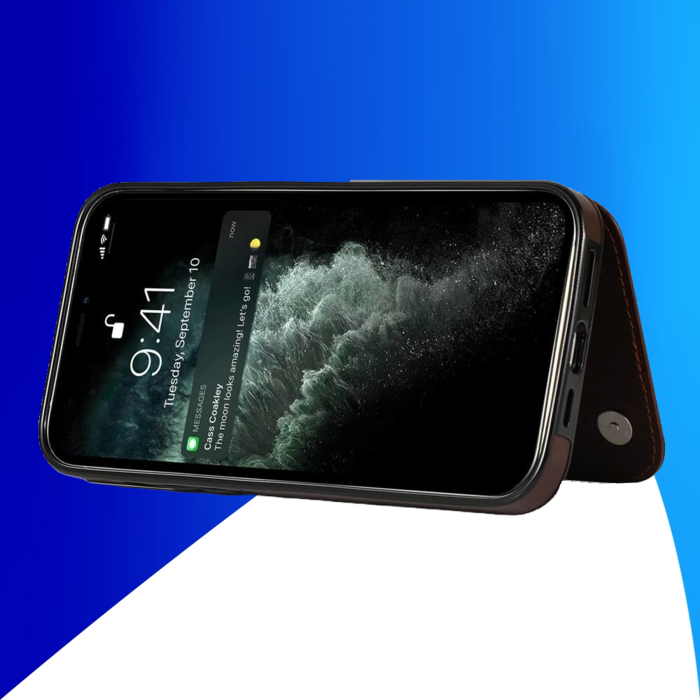 JVS Products iPhone 16 Pro Max hoesje - Backcover - Pasjeshouder - Portemonnee - Bloemenprint - Kunstleer - Bruin