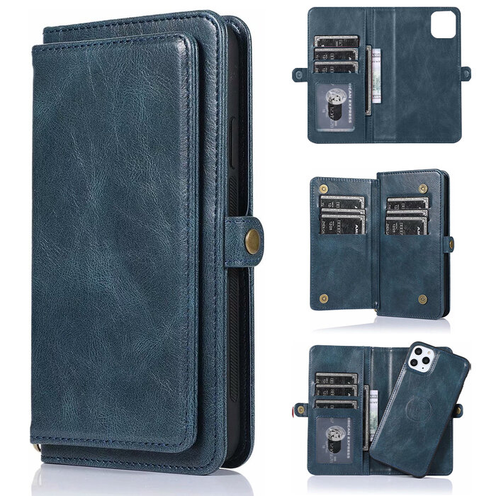 JVS Products iPhone 16 hoesje - Bookcase - Afneembaar 2 in 1 - Backcover - Pasjeshouder - Portemonnee - Kunstleer - Blauw