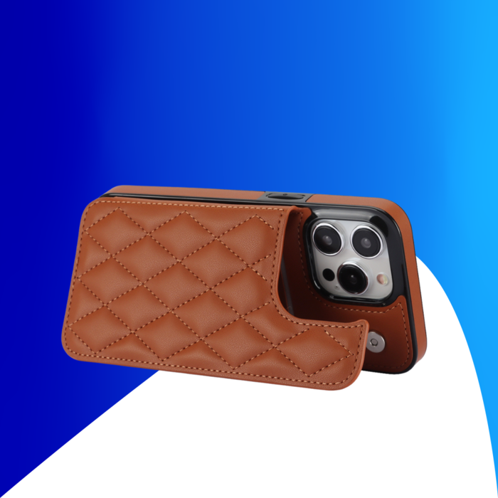 JVS Products iPhone 16 Plus hoesje - Backcover - Pasjeshouder - Kunstleer - Bruin