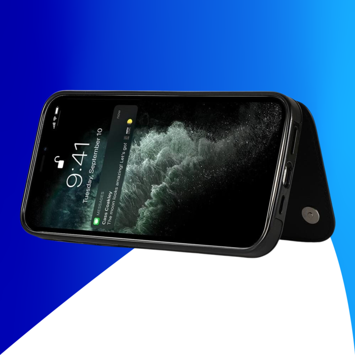 JVS Products iPhone 16 Pro Max hoesje - Backcover - Pasjeshouder - Portemonnee - Bloemenprint - Kunstleer - Zwart