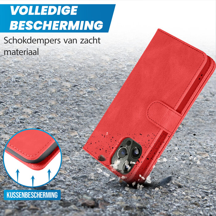 JVS Products Samsung Galaxy S25 Plus hoesje - Bookcase - Pasjeshouder - Portemonnee - Rits - Kunstleer - Rood