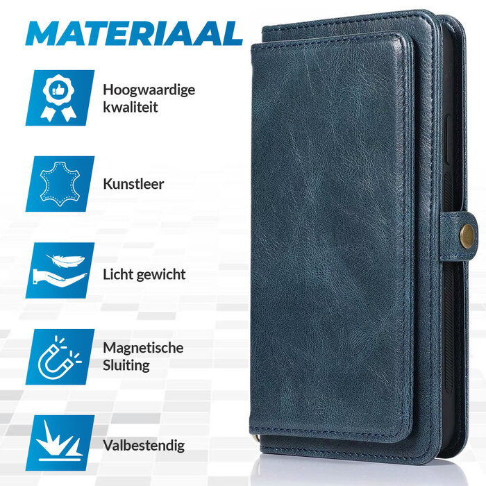 JVS Products Samsung Galaxy S25 hoesje - Bookcase - Afneembaar 2 in 1 - Backcover - Pasjeshouder - Portemonnee - Kunstleer - Blauw