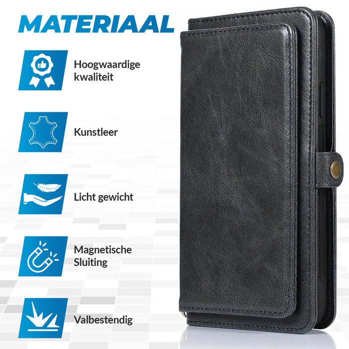 JVS Products Samsung Galaxy S25 Ultra hoesje - Bookcase - Afneembaar 2 in 1 - Backcover - Pasjeshouder - Portemonnee - Kunstleer - Zwart