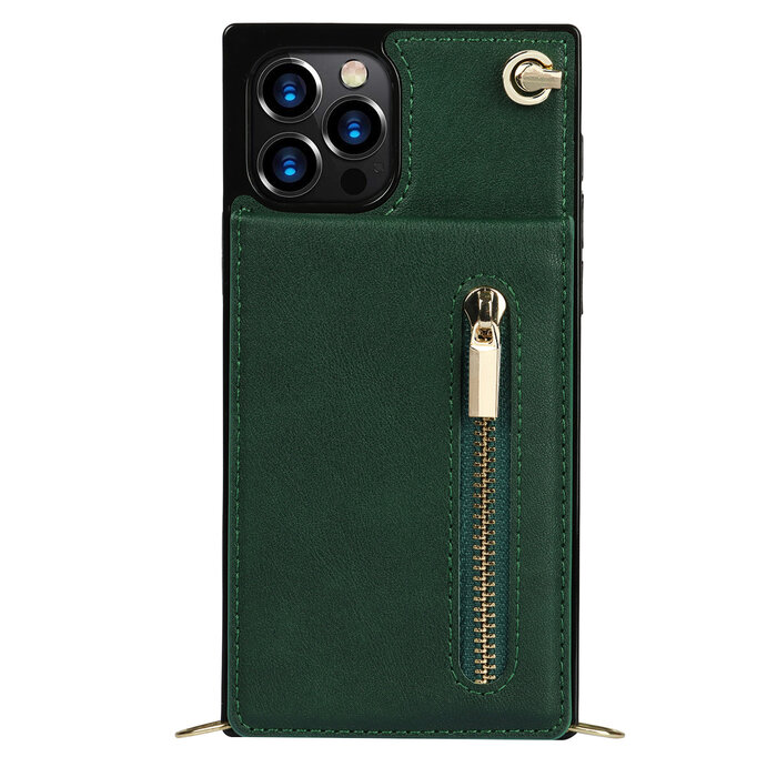 JVS Products Samsung Galaxy S25 Ultra hoesje - Backcover - Pasjeshouder - Portemonnee - Koord - Kunstleer - Groen
