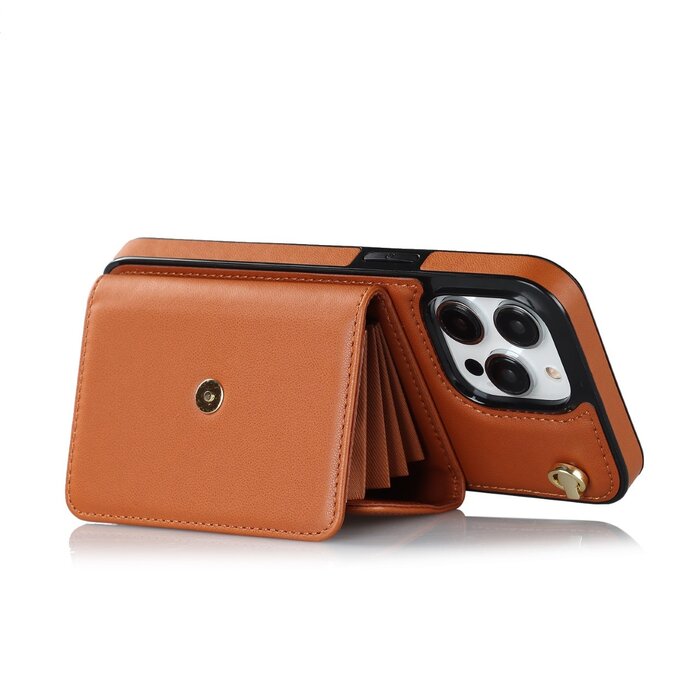 JVS Products Samsung Galaxy S25 hoesje - Backcover - Koord - Pasjeshouder - Portemonnee - Kunstleer - Bruin