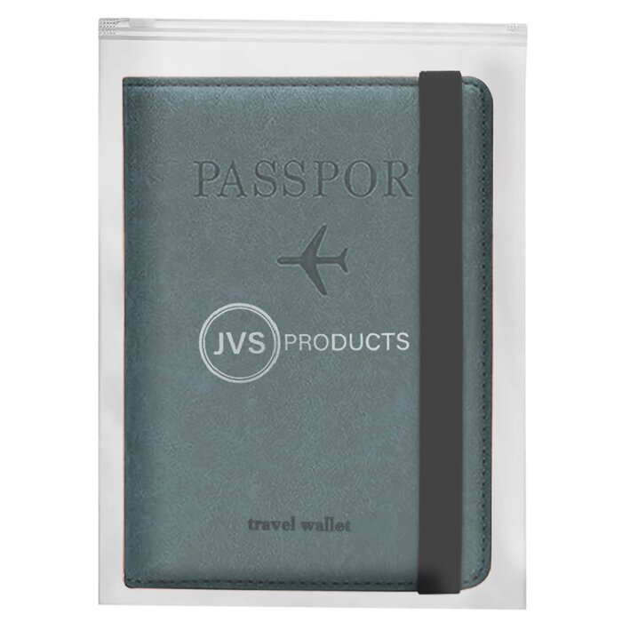 JVS Products Paspoort hoesje - Paspoorthouder - Paspoort cover  - RFID - Kunstleer - Lichtblauw