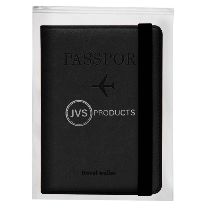 JVS Products Paspoort hoesje - Paspoorthouder - Paspoort cover - RFID - Kunstleer - Zwart