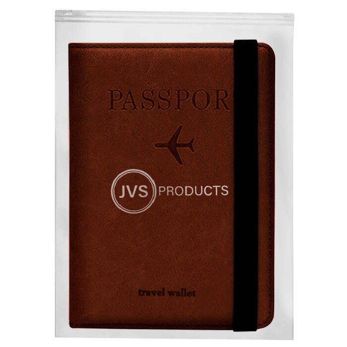 JVS Products Paspoort hoesje - Paspoorthouder - Paspoort cover  - RFID - Kunstleer - Bruin