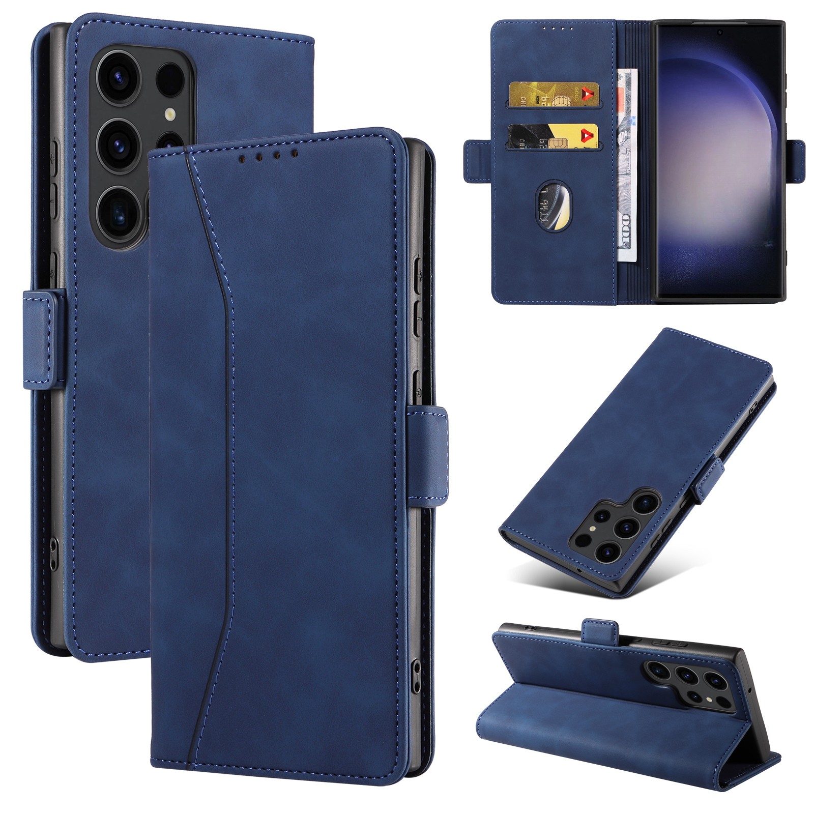 JVS Products Samsung Galaxy S23 Ultra hoesje - Bookcase - Pasjeshouder - Portemonnee - Kunstleer - Blauw