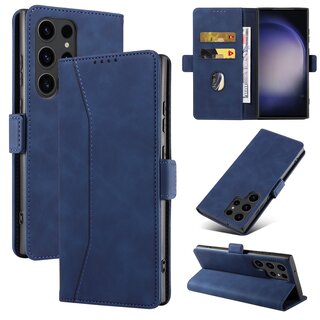 JVS Products Samsung Galaxy S25 Ultra hoesje - Bookcase - Pasjeshouder - Portemonnee - Kunstleer - Blauw