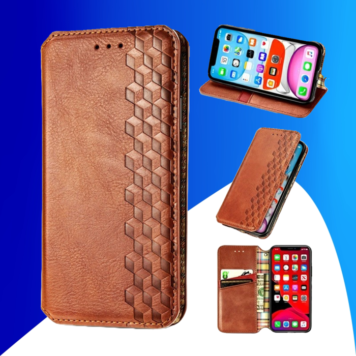 JVS Products Samsung Galaxy A26 hoesje - Bookcase - Pasjeshouder - Portemonnee - Diamantpatroon - Kunstleer - Bruin