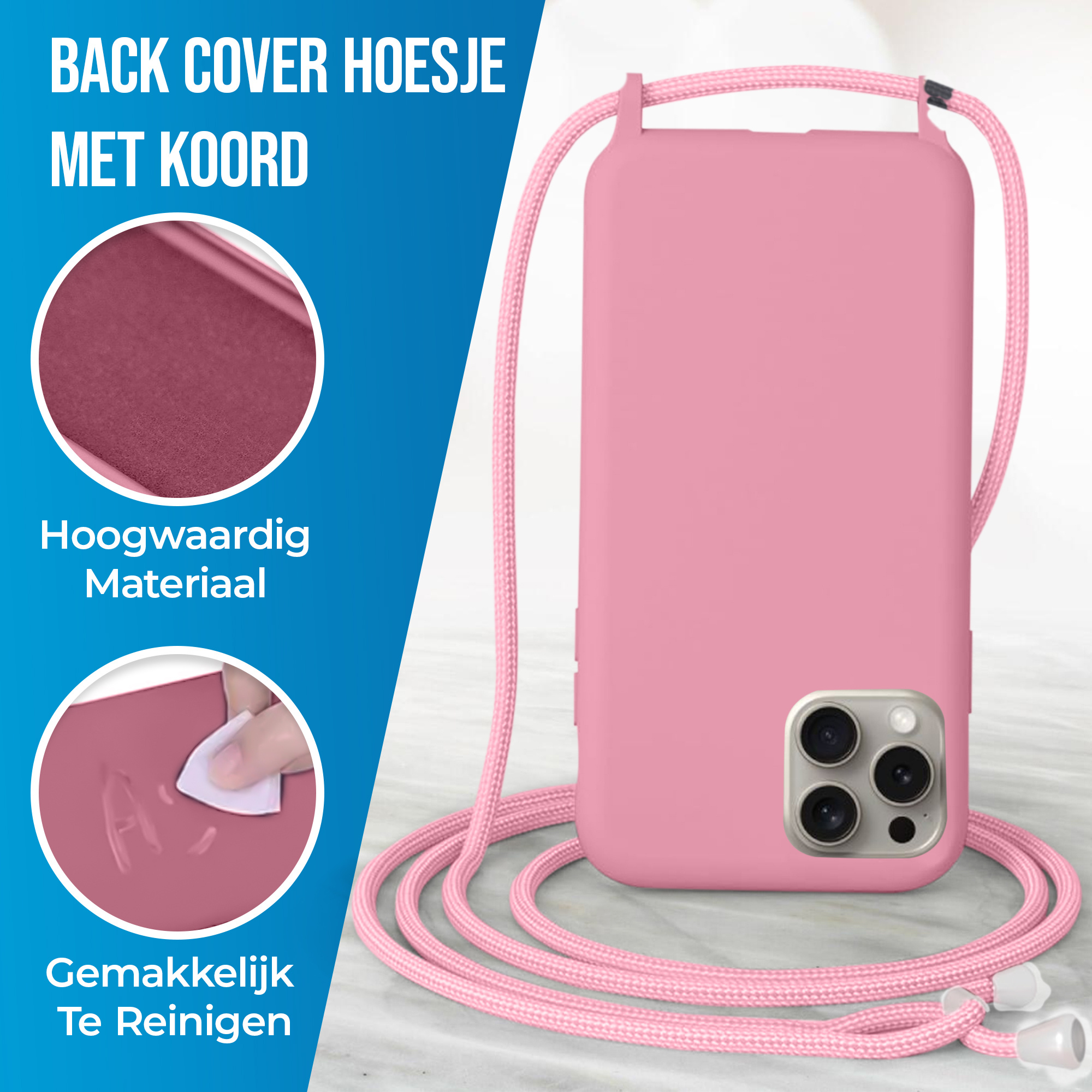 JVS Products Samsung Galaxy A36 hoesje - Backcover - Koord - Softcase - Flexibel - TPU - Roze