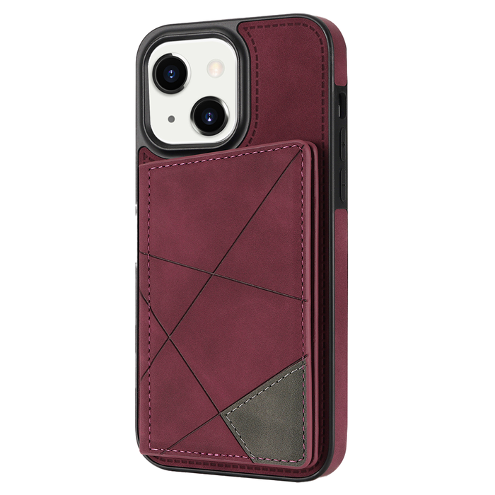 JVS Products iPhone 16e hoesje - Backcover - Pasjeshouder - Portemonnee - Camerabescherming - Stijlvol patroon - TPU - Bordeaux Rood