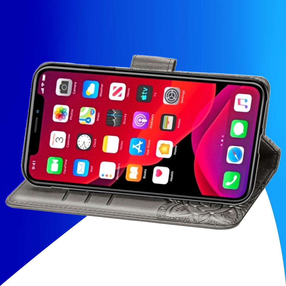 JVS Products Samsung Galaxy A36 hoesje - Bookcase - Pasjeshouder - Portemonnee - Vlinderpatroon - Kunstleer - Grijs