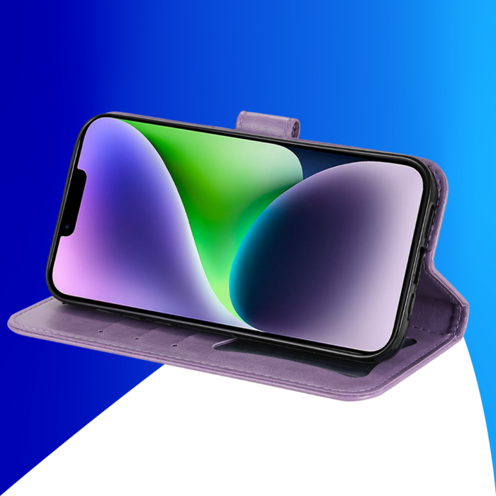 JVS Products Samsung Galaxy A36 hoesje - Bookcase - Pasjeshouder - Portemonnee - Bloemenprint - Kunstleer - Paars