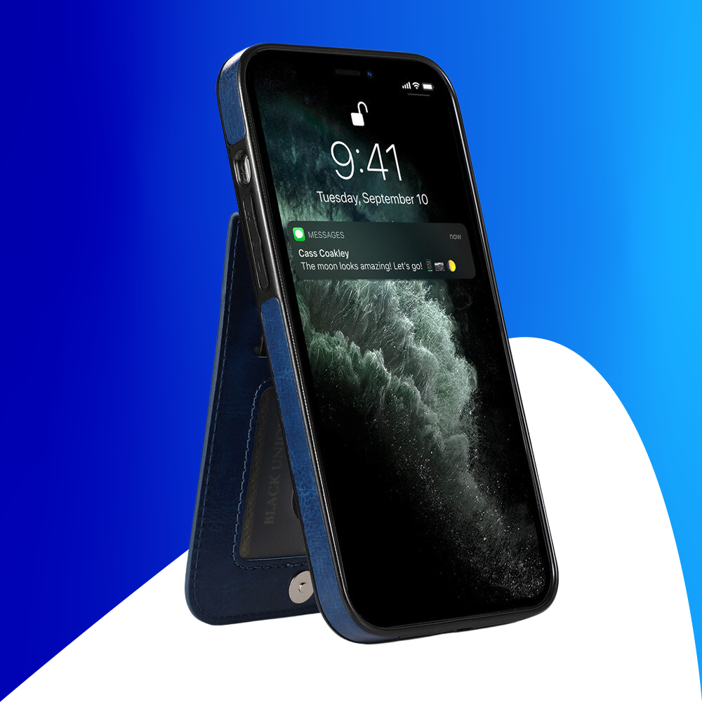 JVS Products iPhone 16e hoesje - Backcover - Pasjeshouder - Portemonnee - Kunstleer - Donkerblauw