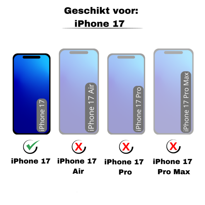 JVS Products iPhone 17 hoesje - Backcover - Hardcase - Pasjeshouder - Portemonnee - Shockproof - TPU - Zwart