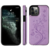 iPhone 17 Pro hoesje - Backcover - Pasjeshouder - Portemonnee - Bloemenprint - Kunstleer - Paars