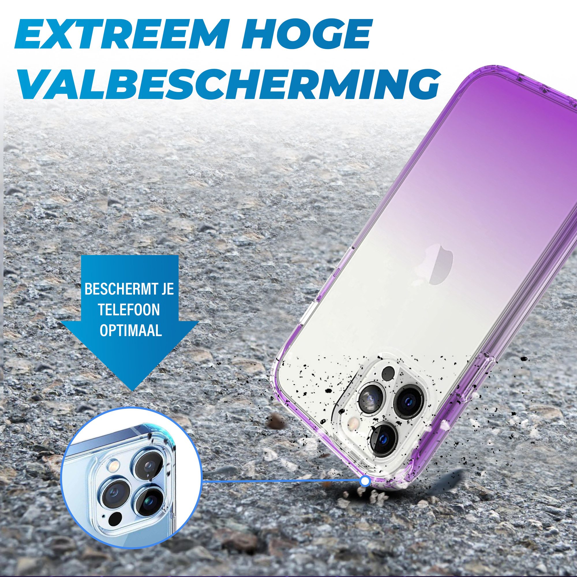 JVS Products iPhone 17 Pro hoesje -  Full body -  2 delig -  Shockproof -  Siliconen -  TPU -  Paars
