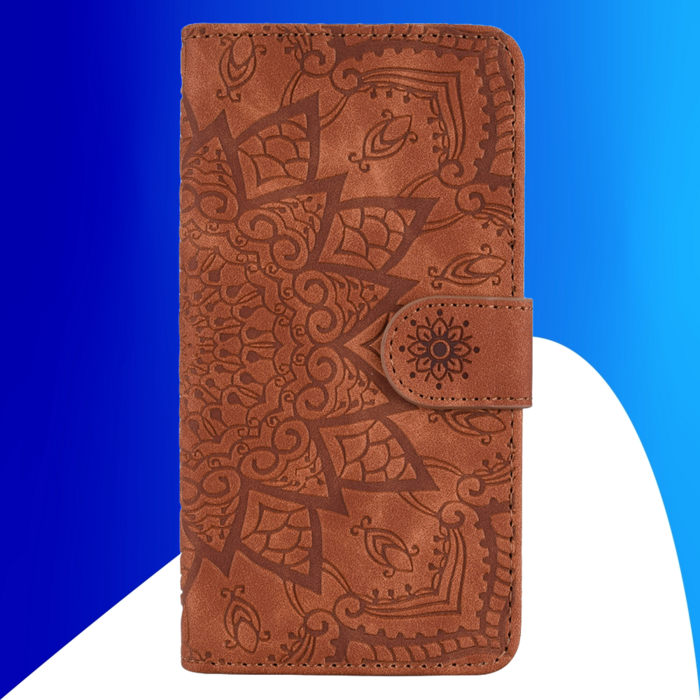 JVS Products iPhone 17 Pro hoesje - Bookcase - Pasjeshouder - Portemonnee - Mandalapatroon - Kunstleer - Bruin