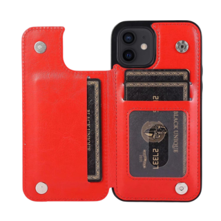 JVS Products iPhone 17 hoesje - Backcover - Pasjeshouder - Portemonnee - Kunstleer - Rood