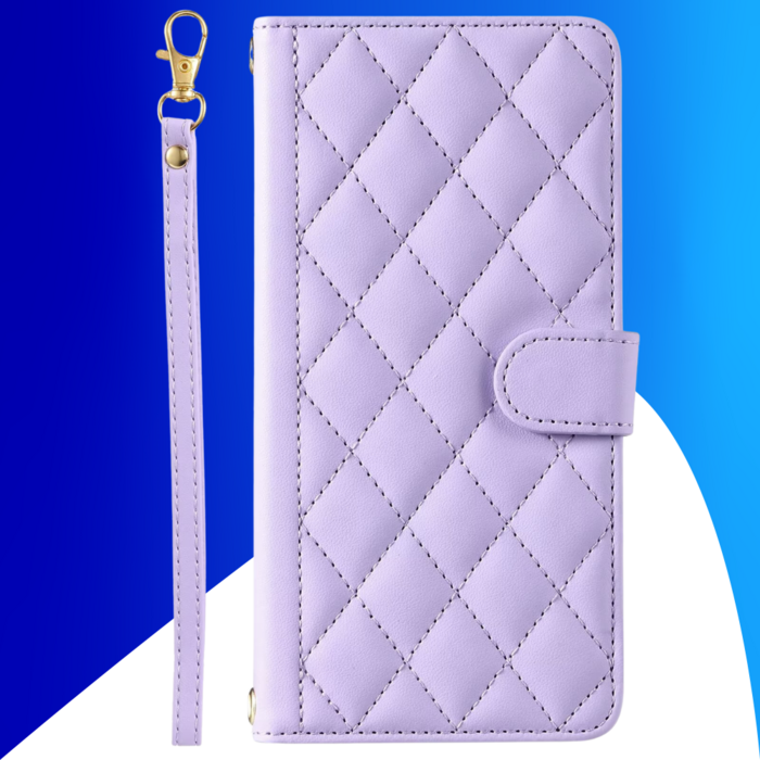 JVS Products iPhone 17 Pro hoesje - Bookcase - Pasjeshouder - Koord - Kunstleer - Paars