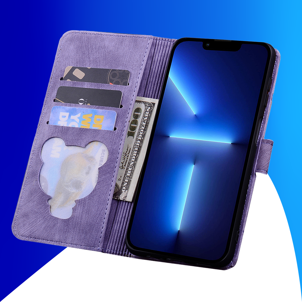 JVS Products iPhone 17 Pro hoesje - Bookcase - Koord - Pasjeshouder - Portemonnee - Camerabescherming - Bloemenpatroon - Kunstleer - Paars