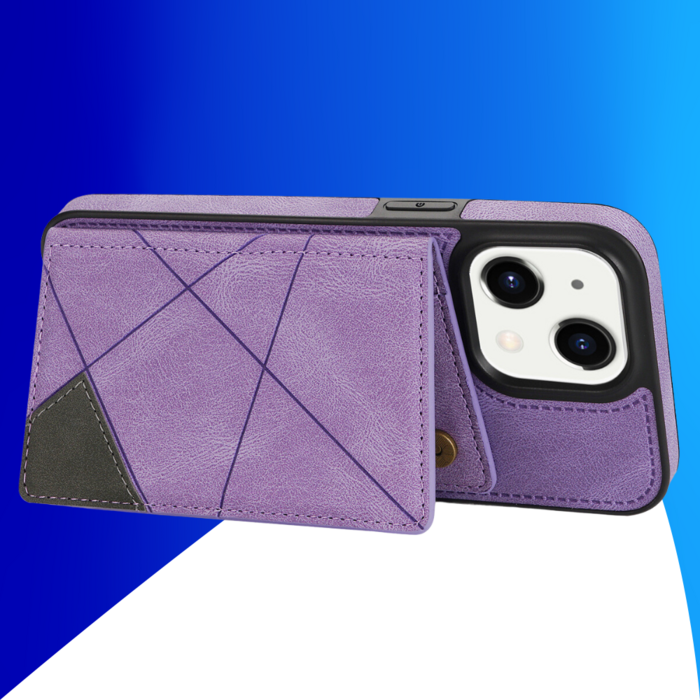 JVS Products iPhone 17 hoesje - Backcover - Pasjeshouder - Portemonnee - Camerabescherming - Stijlvol patroon - TPU - Paars
