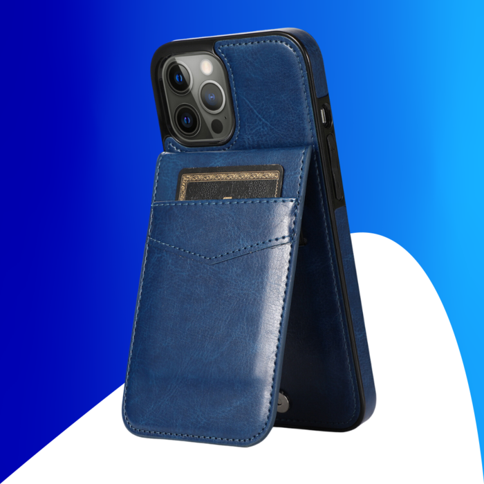 JVS Products iPhone 17 Pro hoesje - Backcover - Pasjeshouder - Portemonnee - Kunstleer - Donkerblauw