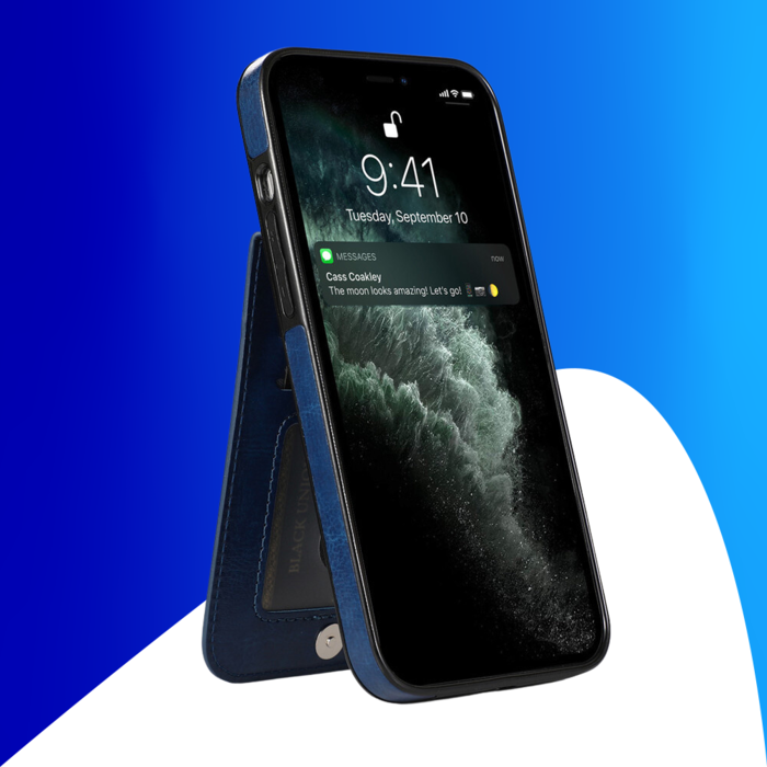 JVS Products iPhone 17 Pro hoesje - Backcover - Pasjeshouder - Portemonnee - Kunstleer - Donkerblauw