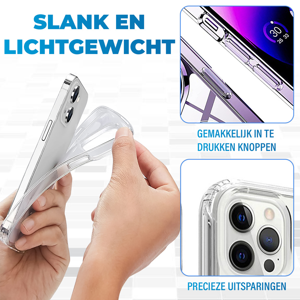 JVS Products iPhone 17 Pro hoesje -  Full body -  2 delig -  Shockproof -  Siliconen -  TPU -  Transparant