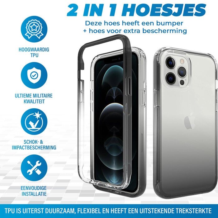 JVS Products iPhone 17 hoesje - Full body - 2 delig - Shockproof - Siliconen - TPU - Zwart