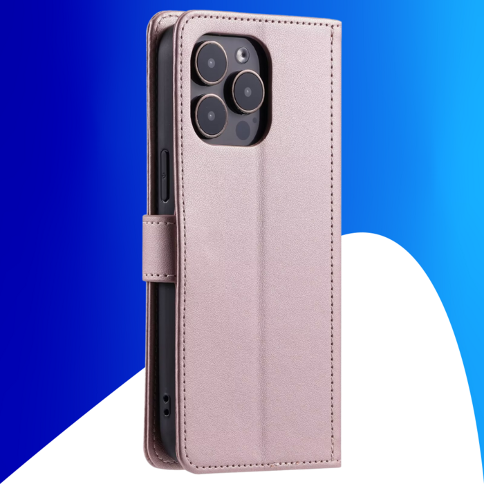 JVS Products iPhone 17 Air hoesje - Bookcase - Pasjeshouder - Koord - Kunstleer - Rose Goud