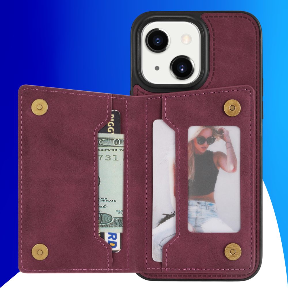 JVS Products iPhone 17 Pro hoesje - Backcover - Pasjeshouder - Portemonnee - Camerabescherming - Stijlvol patroon - TPU - Bordeaux Rood