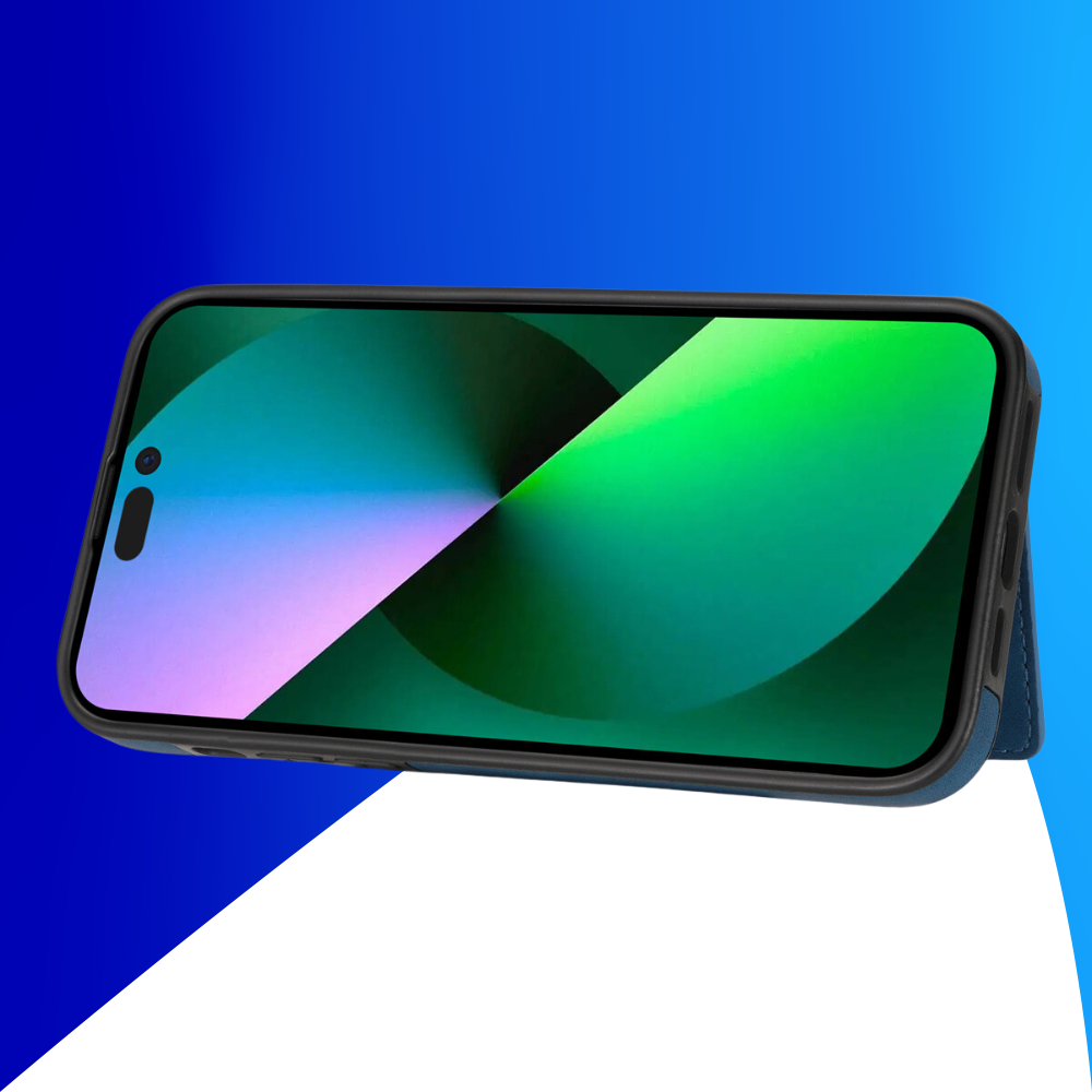 JVS Products iPhone 17 Pro Max hoesje - Backcover - Pasjeshouder - Portemonnee - Camerabescherming - Stijlvol patroon - TPU - Blauw