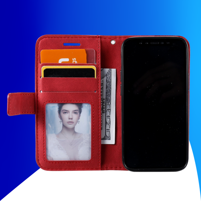 JVS Products Samsung Galaxy S26 hoesje - Bookcase - Pasjeshouder - Portemonnee - Patroon - Kunstleer - Rood