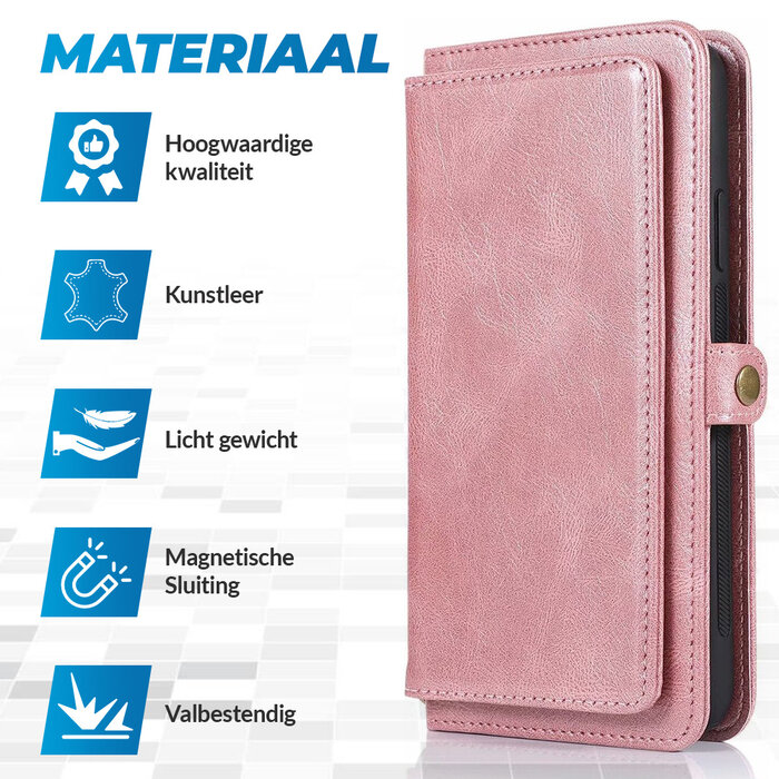 JVS Products Samsung Galaxy S26 Plus hoesje - Bookcase - Afneembaar 2 in 1 - Backcover - Pasjeshouder - Portemonnee - Kunstleer - Rose Goud